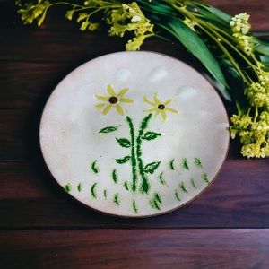 Field of Daisies Enamel on Copper 6”Diameter Dish Signed by Lillah Beauchamp